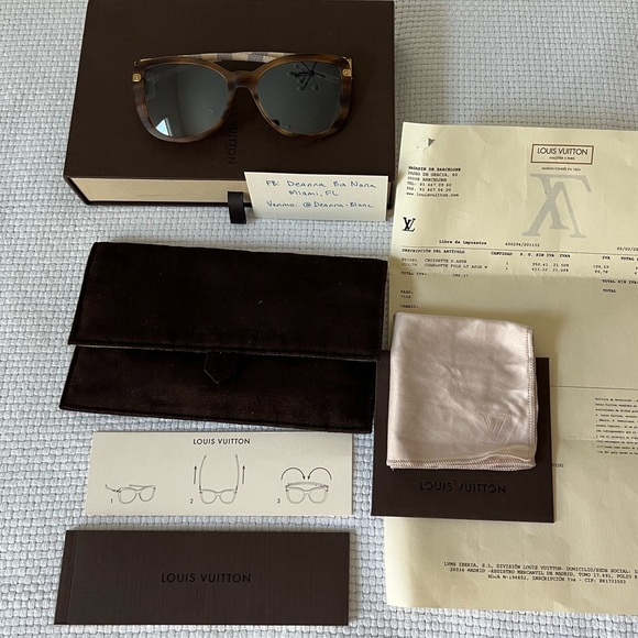 LOUIS VUITTON Damier Azur Charlotte Sunglasses Z0917W Tortoise Multi Pivot Flat - Picture 2 of 16